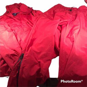 Lands End 2 Piece Men's Red Jogging Jacket XL and Pants Large Preowned